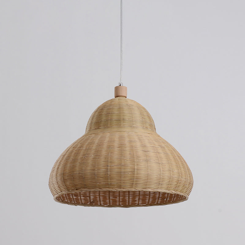 Handcrafted Japanese Bamboo Pendant Light In Beige