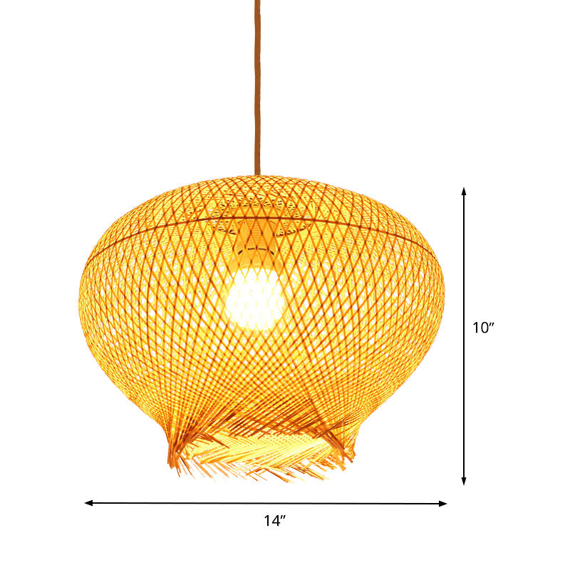 Bamboo Lantern Pendant Lamp For Living Room - Chinese Style Beige Ceiling Light
