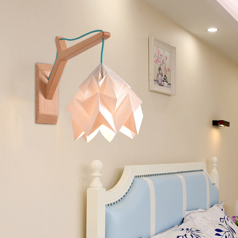 Macaron Wall Mounted Lamp With Domed Shade - Wood Backplate 1 Head White/Pink/Yellow/Blue/Green
