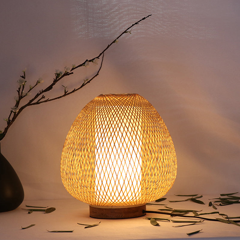 Asian Wood Desk Lamp With Handcrafted Bamboo Shade - Perfect Bedroom Task Light

Or

1 Head Small