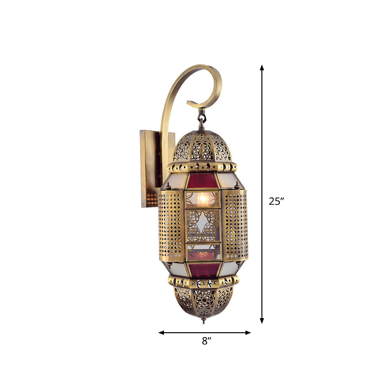 Traditional Brass Wall Mount Sconce Light For Bedroom - Curved Arm Design With 1 Bulb