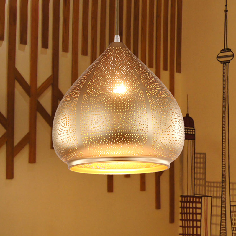 Teardrop Pendant Light In Silver/Bronze/Gold - Traditional Metal Ceiling Lamp Gold