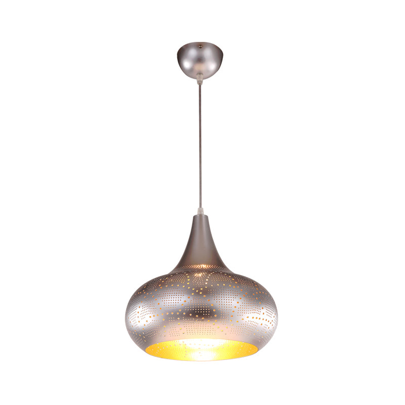 Art Deco Metal Pendant Light With Down Lighting For Gourd Restaurant - Silver/Bronze/Brass
