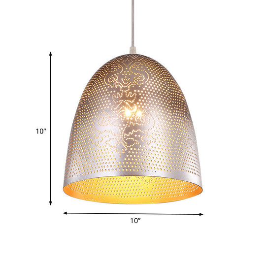 Dome Hanging Light: Stylish Traditionary Metal Fixture In Silver