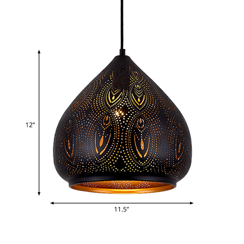 Black Metal Pendant Lamp - Pear Dining Room Lighting Fixture