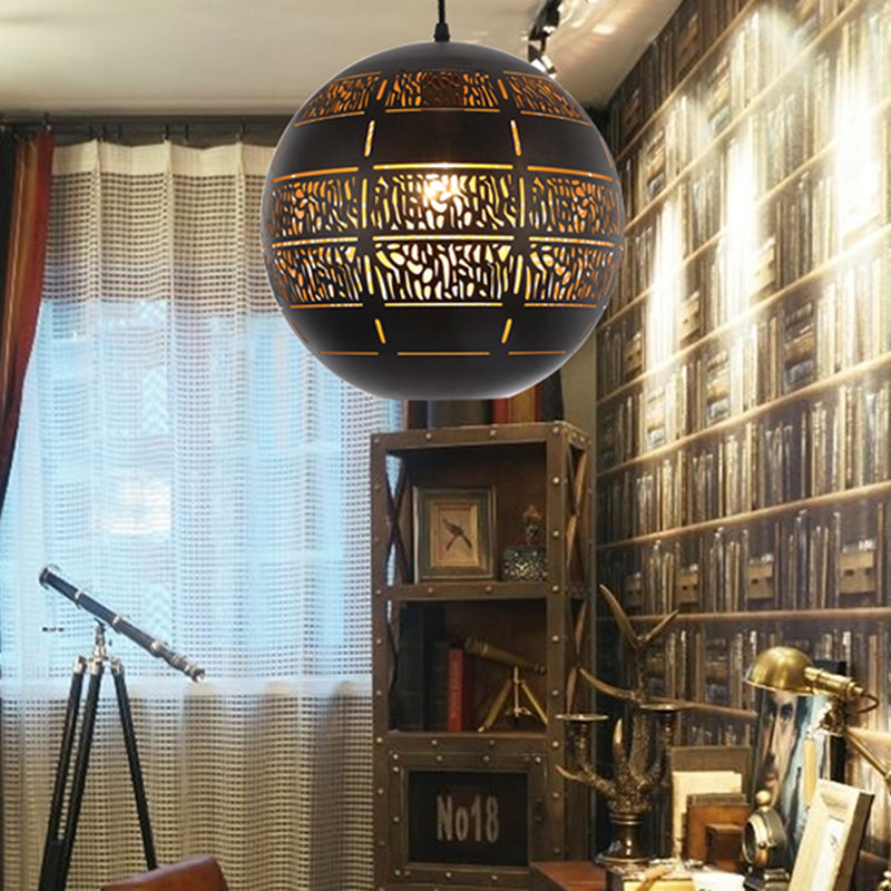 Bronze Sphere Downlight Ceiling Suspension Lamp - 1 Bulb 10/12 Wide