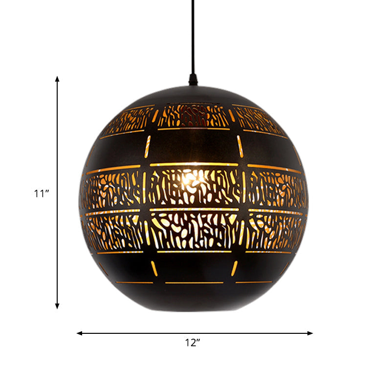 Bronze Sphere Downlight Ceiling Suspension Lamp - 1 Bulb 10/12 Wide