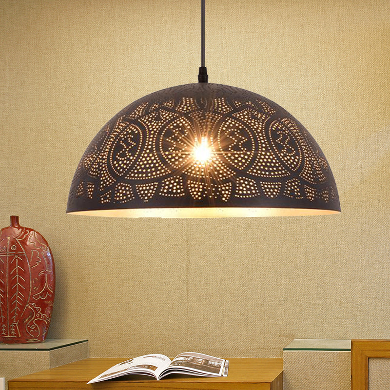 Art Deco Bronze Hemisphere Pendant Ceiling Lamp