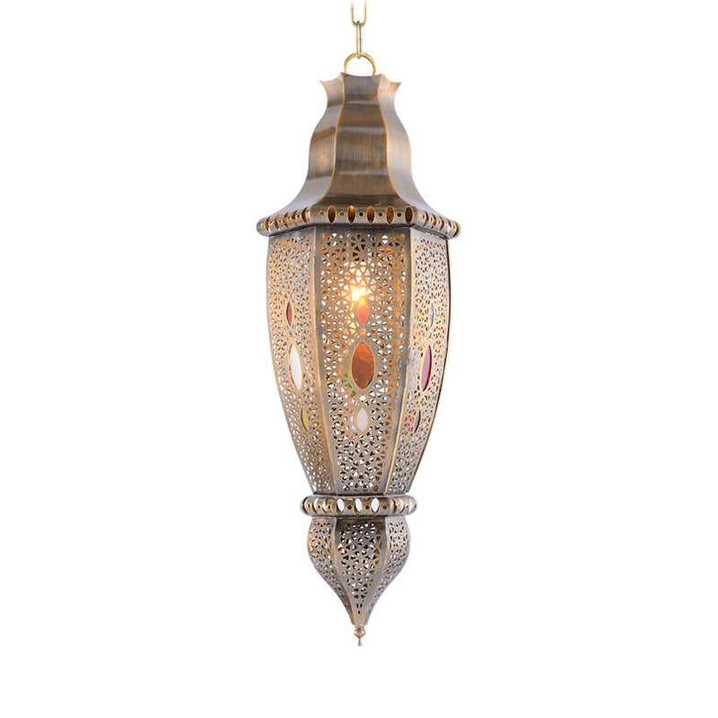 Traditional Brass Droplet Pendant Ceiling Light Fixture - Metal 1 Bulb Lighting