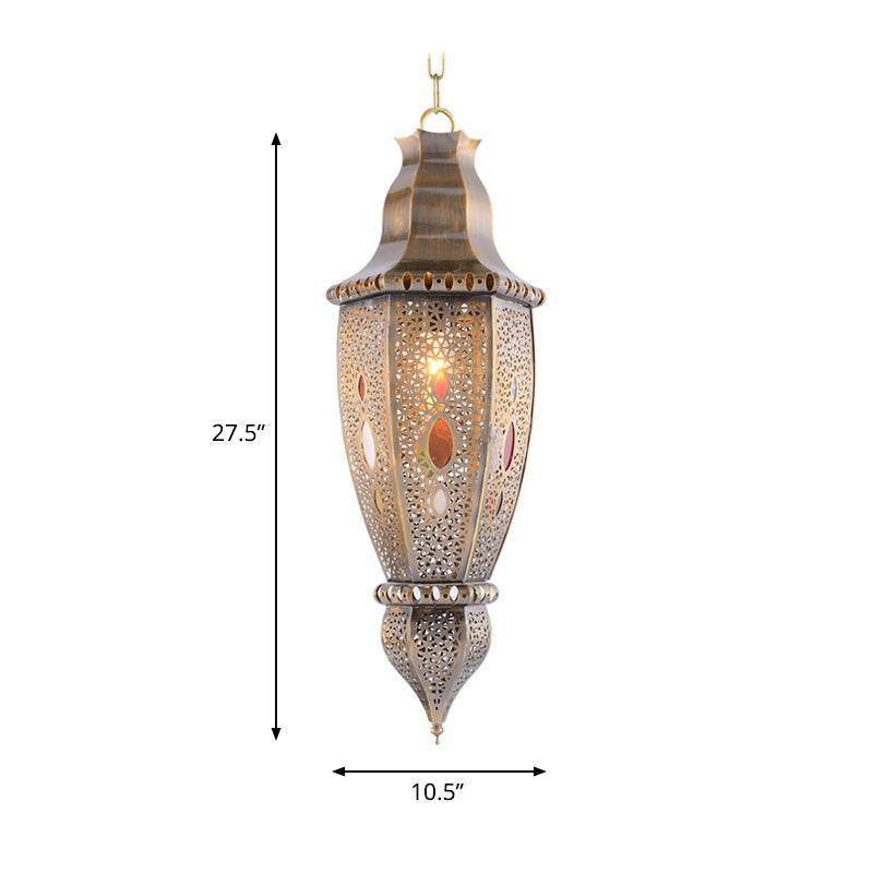 Traditional Brass Droplet Pendant Ceiling Light Fixture - Metal 1 Bulb Lighting