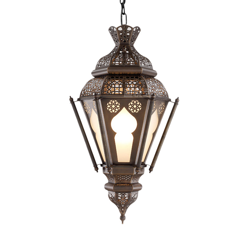 Bronze Metal Hanging Pendant Light: Art Deco Lantern Ceiling Fixture - Perfect For Restaurant