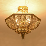 Traditional Gold Metal Semi Flush Mount Light - Bowl Dining Room Ceiling Fixture