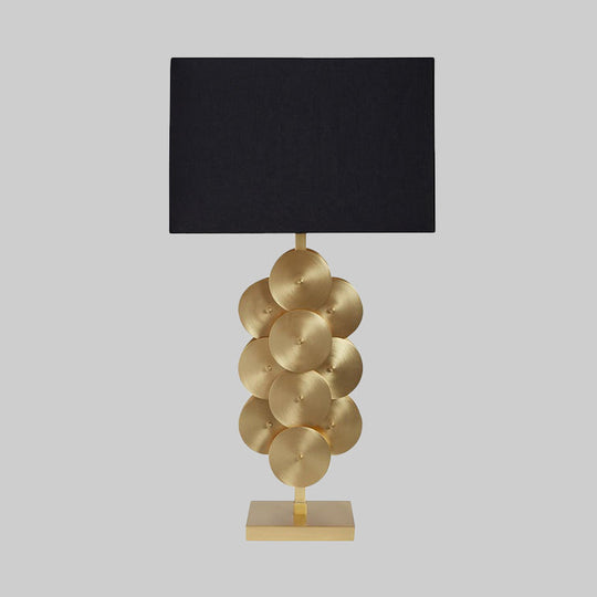Contemporary Black Fabric Nightstand Lamp With Reading Light