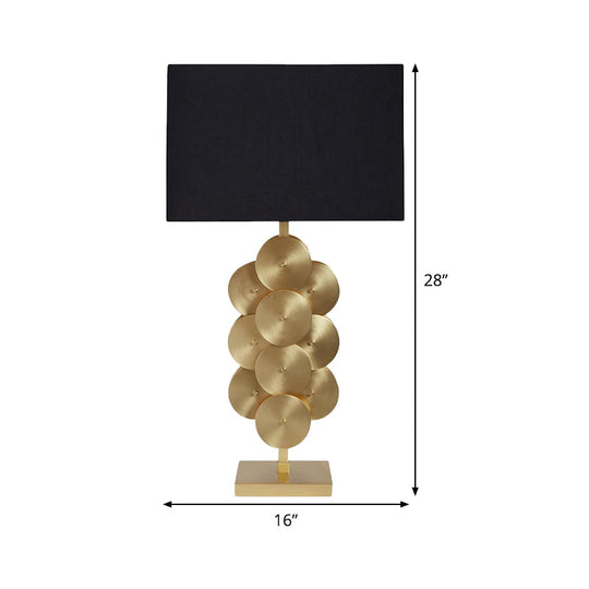 Contemporary Black Fabric Nightstand Lamp With Reading Light