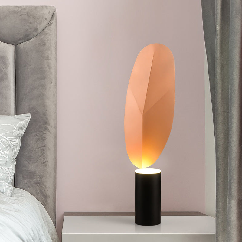 Led Leaf Task Light Metal Night Table Lamp In Pink/Gold - Modernist Design For Living Room Pink
