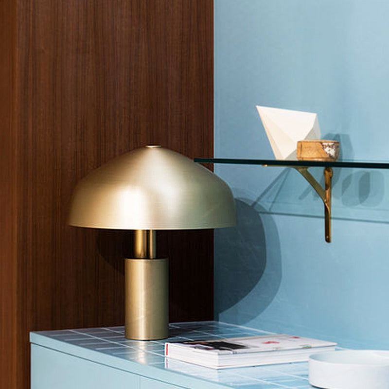 Modern Gold Metal Dome Task Light: 1-Head Book Reading Lamp For Study