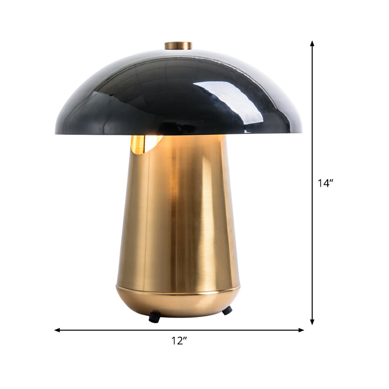 Modern Mushroom Task Lighting: Metal Small Desk Lamp Black/Gold 8/12 Wide