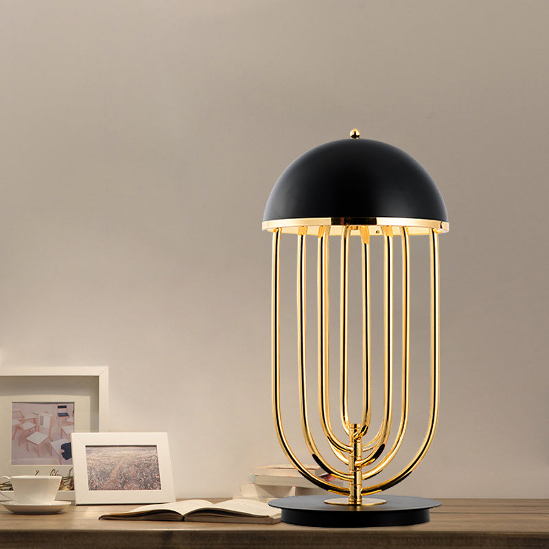Modern Black/White Table Lamp With Dome Metal Shade Perfect For Living Room Task Lighting Black