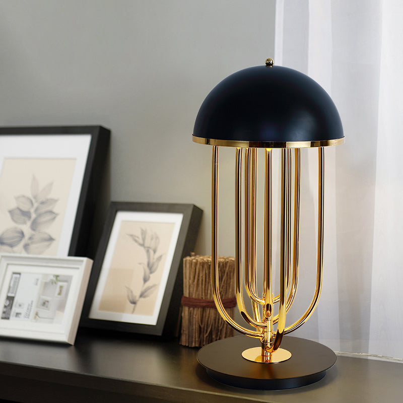 Modern Black/White Table Lamp With Dome Metal Shade Perfect For Living Room Task Lighting