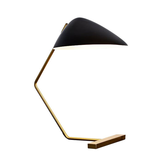 Modern Flare Table Light Metal Desk Lamp - Small Black Curved Arm 1 Bulb