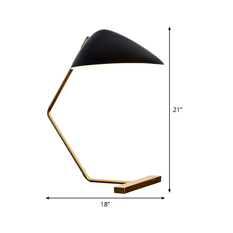 Modern Flare Table Light Metal Desk Lamp - Small Black Curved Arm 1 Bulb