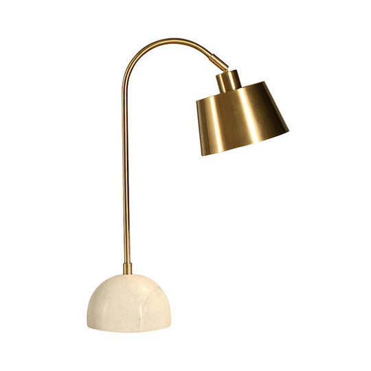 Modernist Tapered Table Lamp In Brass With Marble Base - 1 Bulb Task Lighting