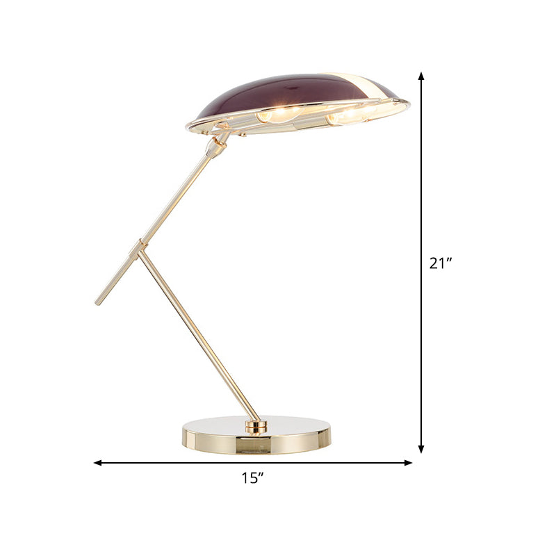 2-Head Purple Nightstand Lamp With Metal Shade - Contemporary Reading Book Light