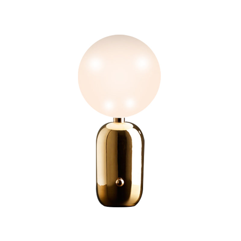 Modernist Milky Glass Small Desk Lamp Gold Finish 7/9.5 Wide