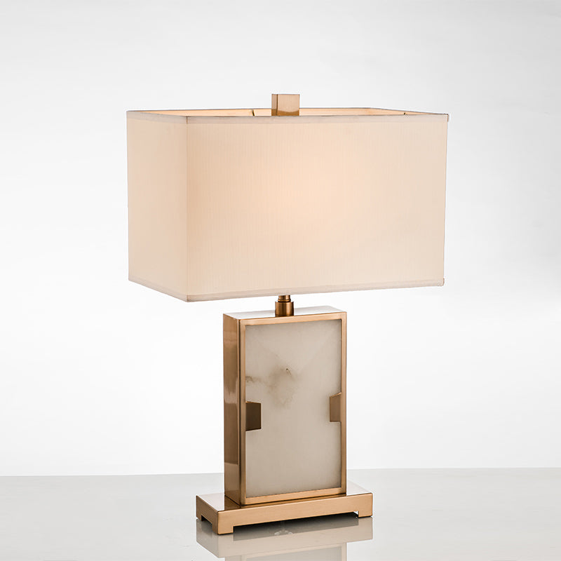 Modern White Rectangular Desk Lamp With Gold Metal Base