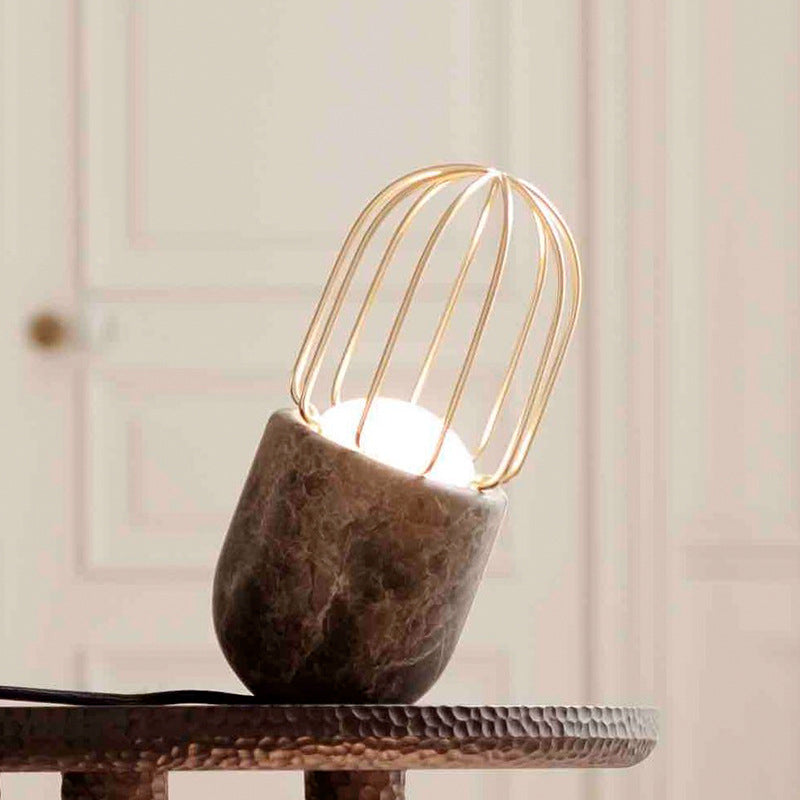 Modern Metal Pill Desk Light - Brown Task Lamp With White Glass Shade