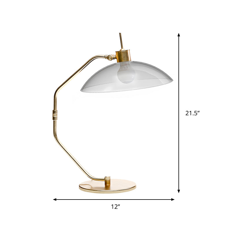 Modern Smoke Grey Glass Nightstand Lamp With Brass Task Lighting