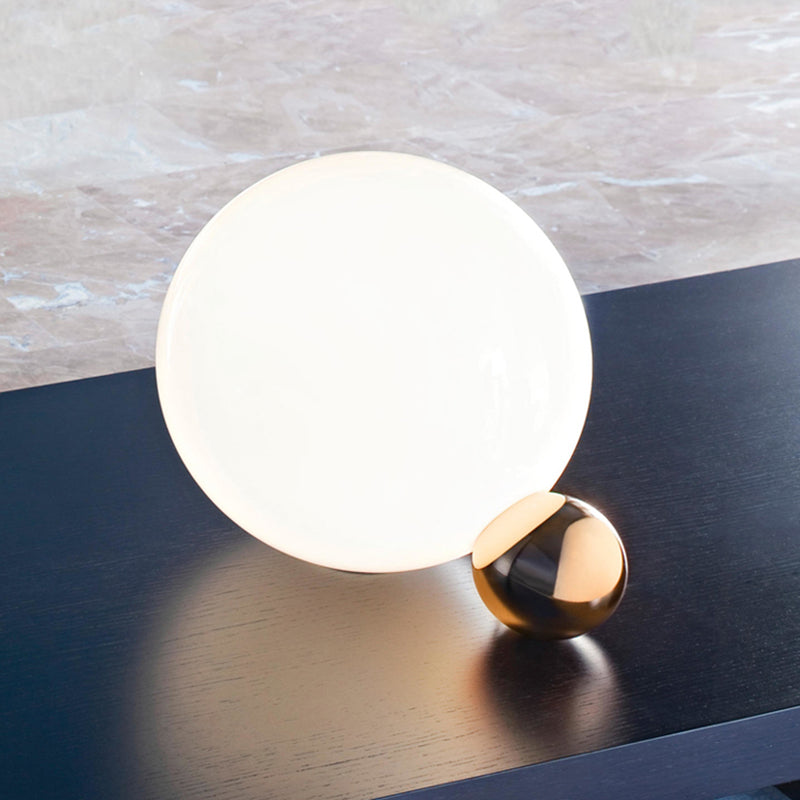 Modern Glass Nightstand Lamp - White Living Room Task Lighting
