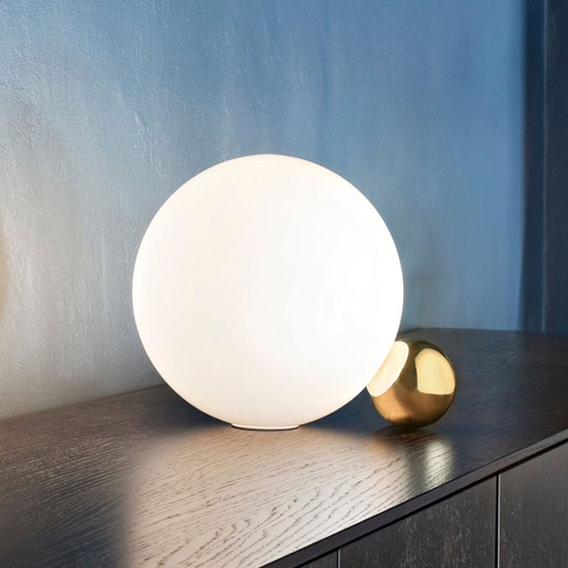 Modern Glass Nightstand Lamp - White Living Room Task Lighting