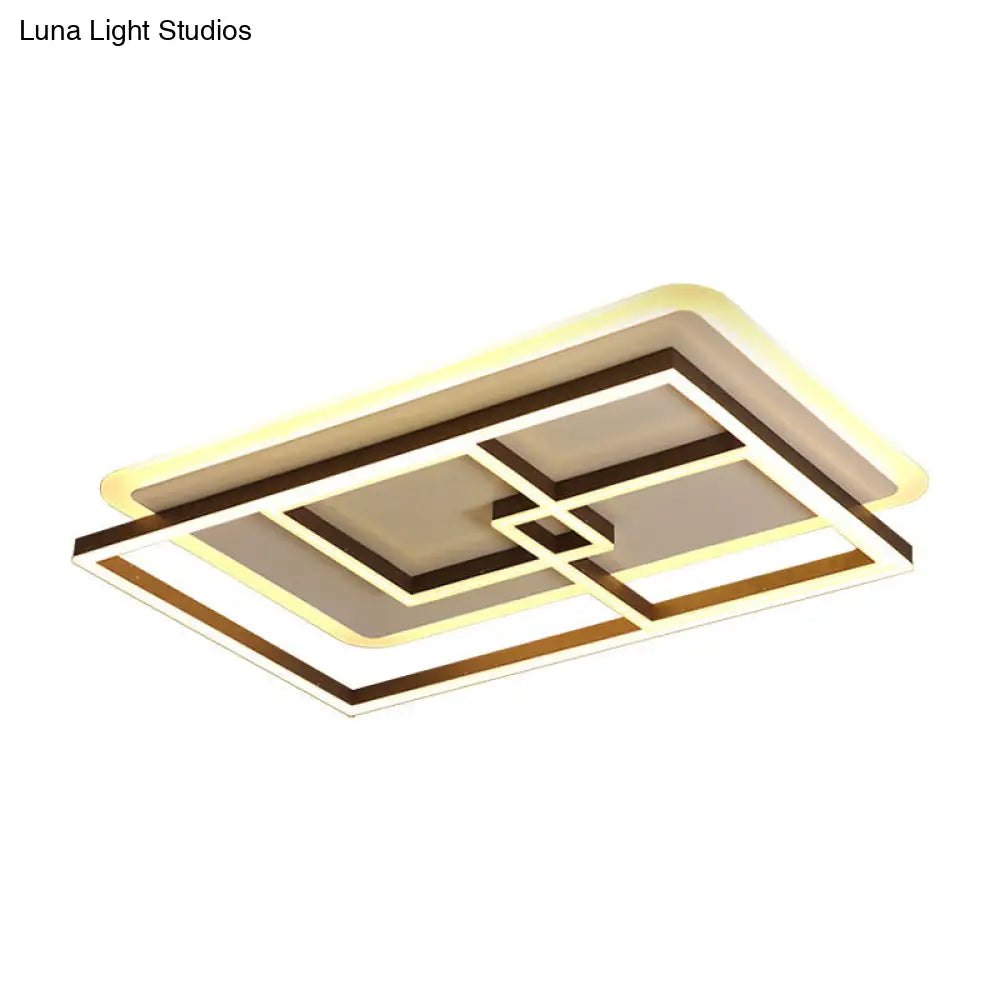 39/47 Simple Rectangular Ceiling Lamp: Acrylic Led Flush Mount Lighting For Living Room Warm/White