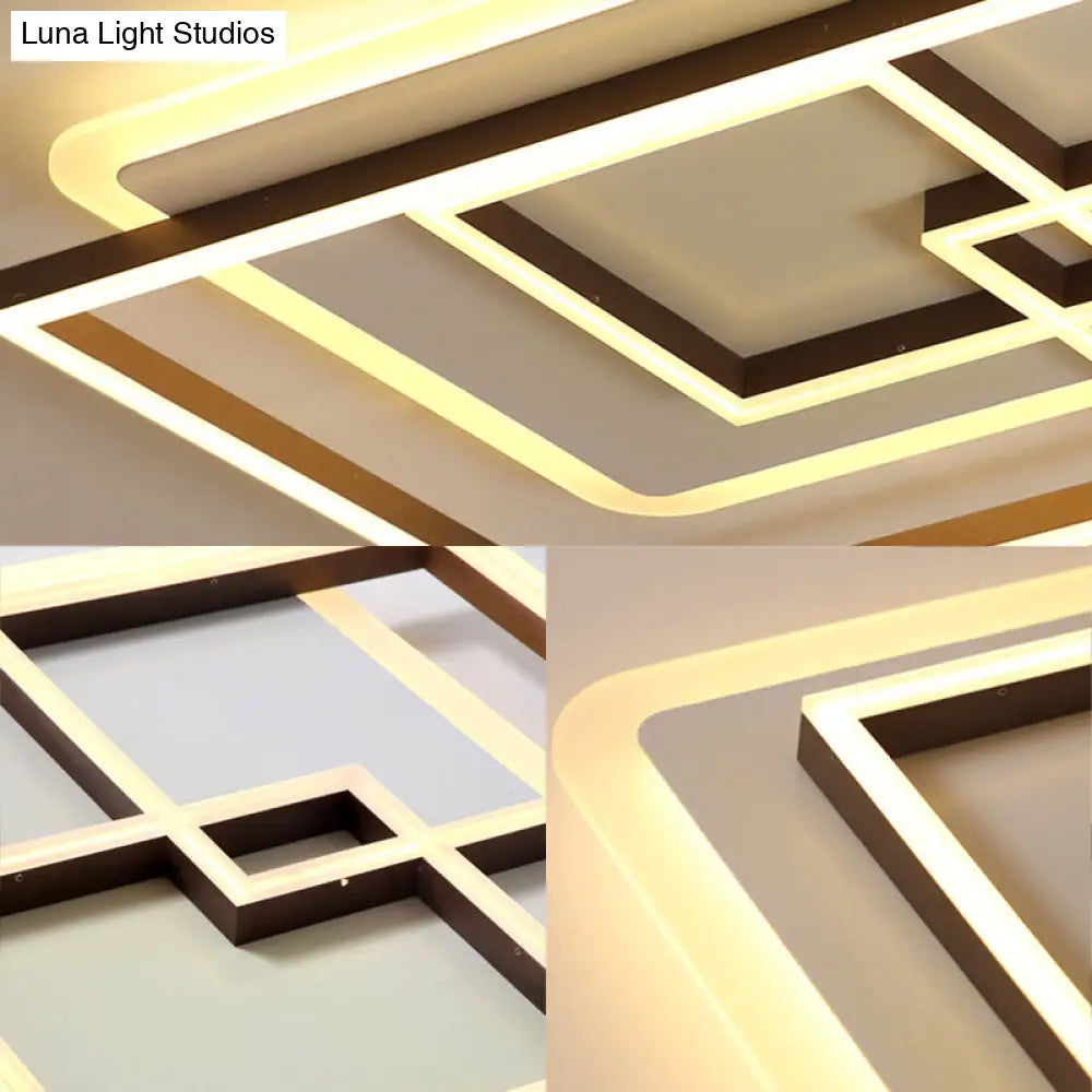 39/47 Simple Rectangular Ceiling Lamp: Acrylic Led Flush Mount Lighting For Living Room Warm/White