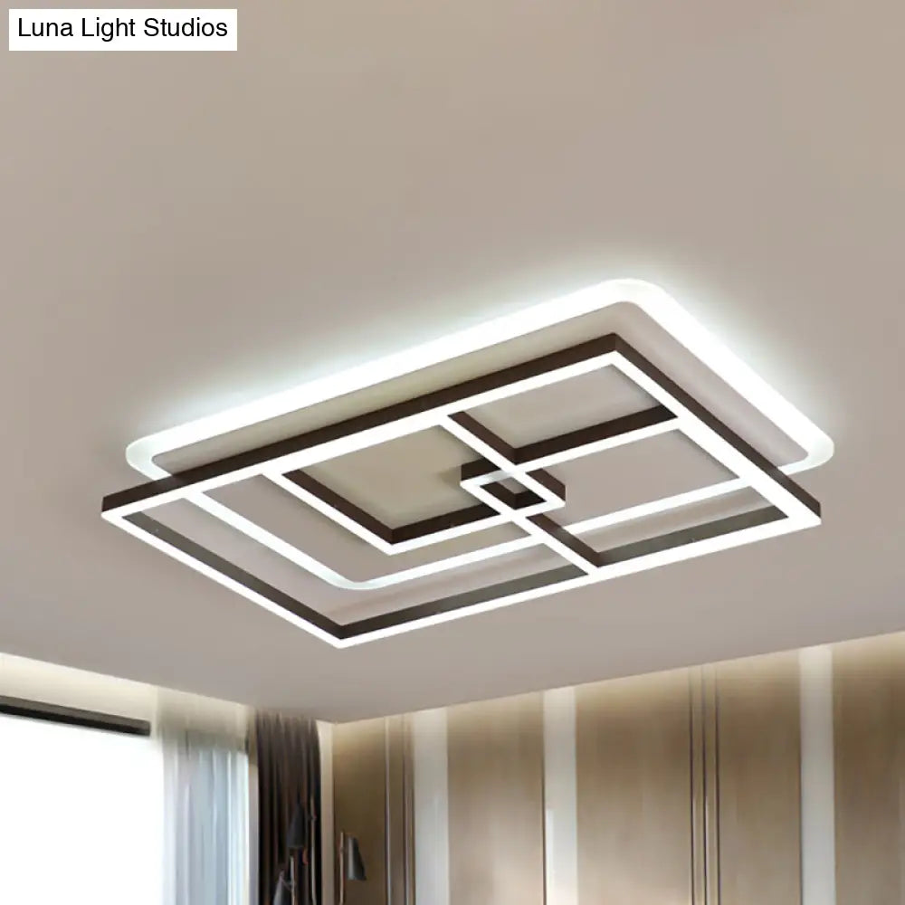 39/47 Simple Rectangular Ceiling Lamp: Acrylic Led Flush Mount Lighting For Living Room Warm/White