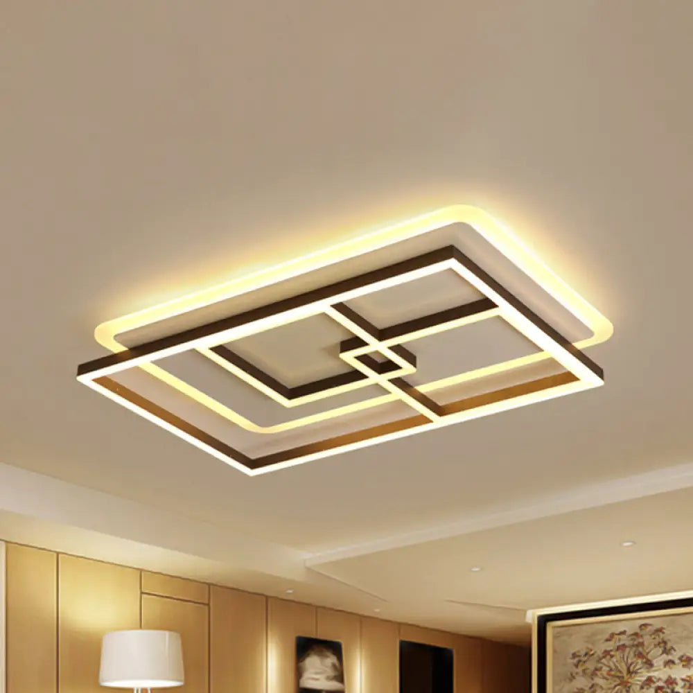 39’/47’ Simple Rectangular Ceiling Lamp: Acrylic Led Flush Mount Lighting For Living Room