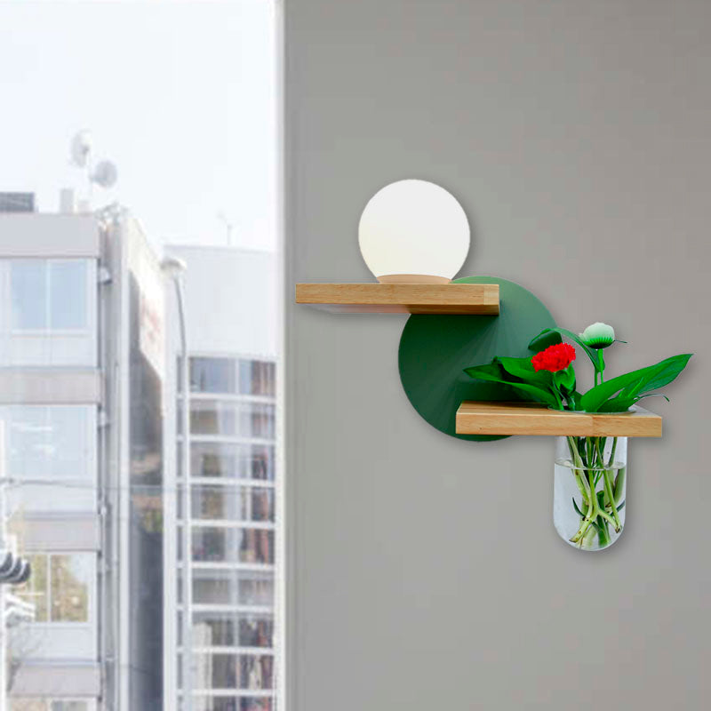 Minimalist Wooden Led Wall Lamp In Grey/White/Green Perfect For Living Room Left/Right Placement