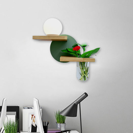 Minimalist Wooden Led Wall Lamp In Grey/White/Green Perfect For Living Room Left/Right Placement