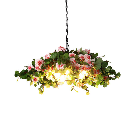 Blossom Metal Chandelier: Retro 3-Light Led Ceiling Lamp In Green 16/19.5/23.5 Width