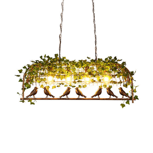 Retro Birdcage Island Light Fixture - Metal Led Plant Ceiling Lamp In Black With 2/3/4 Bulbs