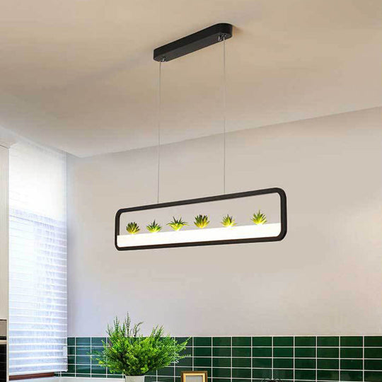 Modern Rectangular Acrylic Island Chandelier - Led Dining Room Ceiling Light (27.5/39 Long)