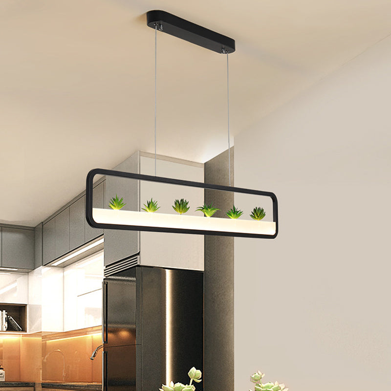 Modern Rectangular Acrylic Island Chandelier - Led Dining Room Ceiling Light (27.5/39 Long)