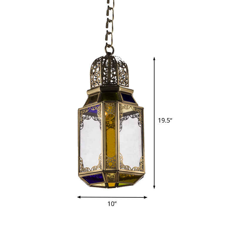 Vintage Lantern Brass Ceiling Lamp With Hanging Pendant For Bedroom