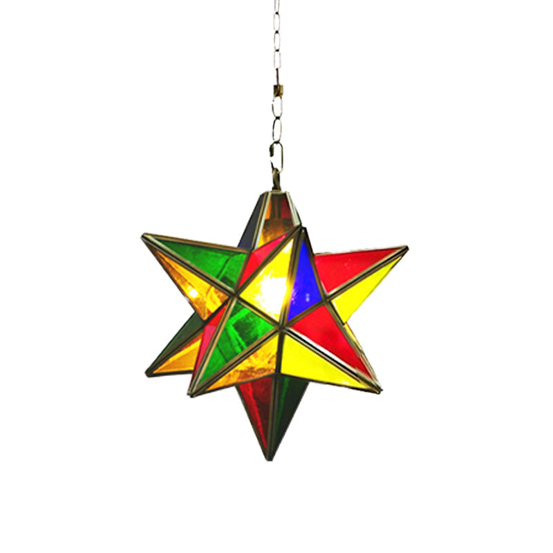 Green Metal Star Shape Pendant Light - Traditional 1-Head Suspension Lamp