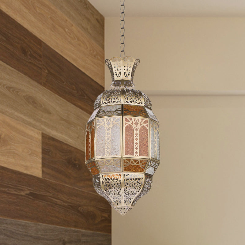 Traditional Metal Brass Finish Hanging Lantern Pendant Lamp