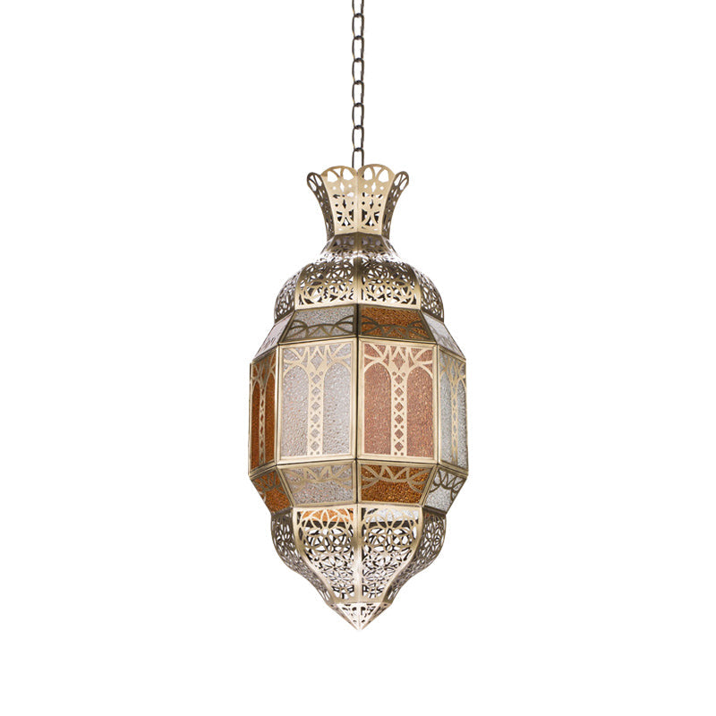 Traditional Metal Brass Finish Hanging Lantern Pendant Lamp