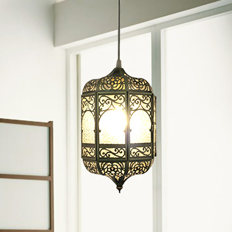 Antiqued Brass Barrel Pendant Light With 1 Bulb - Stylish Ceiling Fixture For Corridor