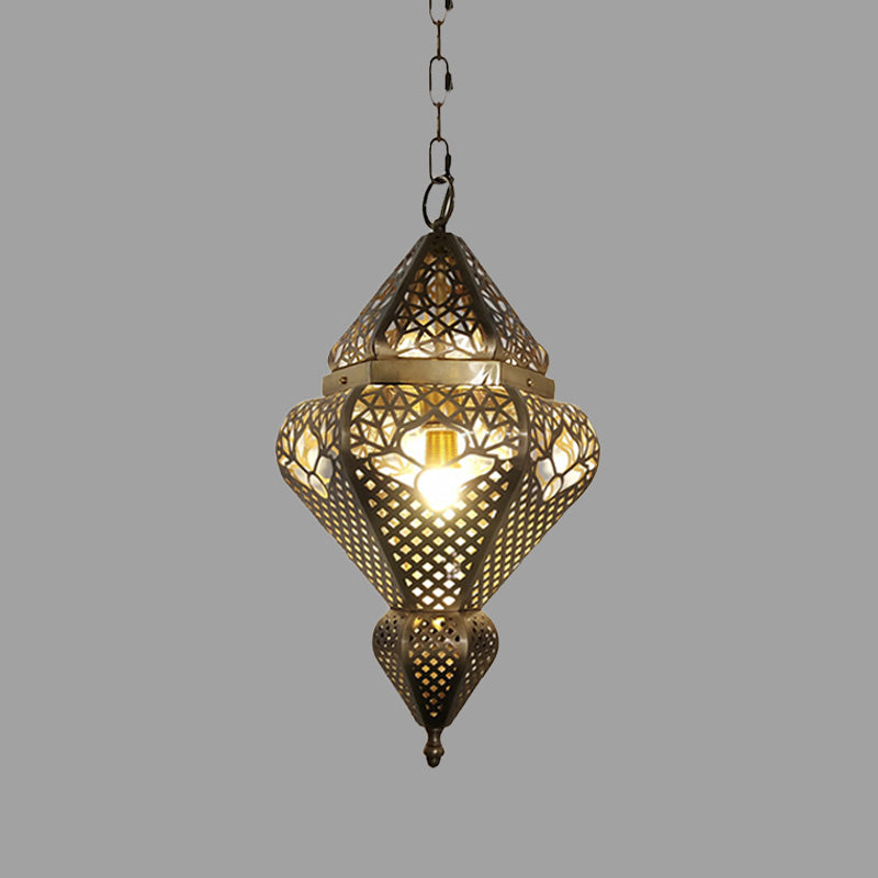 Traditional Brass Gourd Pendant Light For Living Room - Stylish Metal Hanging Fixture