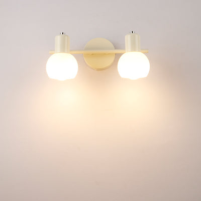 Ivory Glass Bubble Shade Bathroom Wall Light Fixture - Industrial Style 2 Lights Black/White Sconce